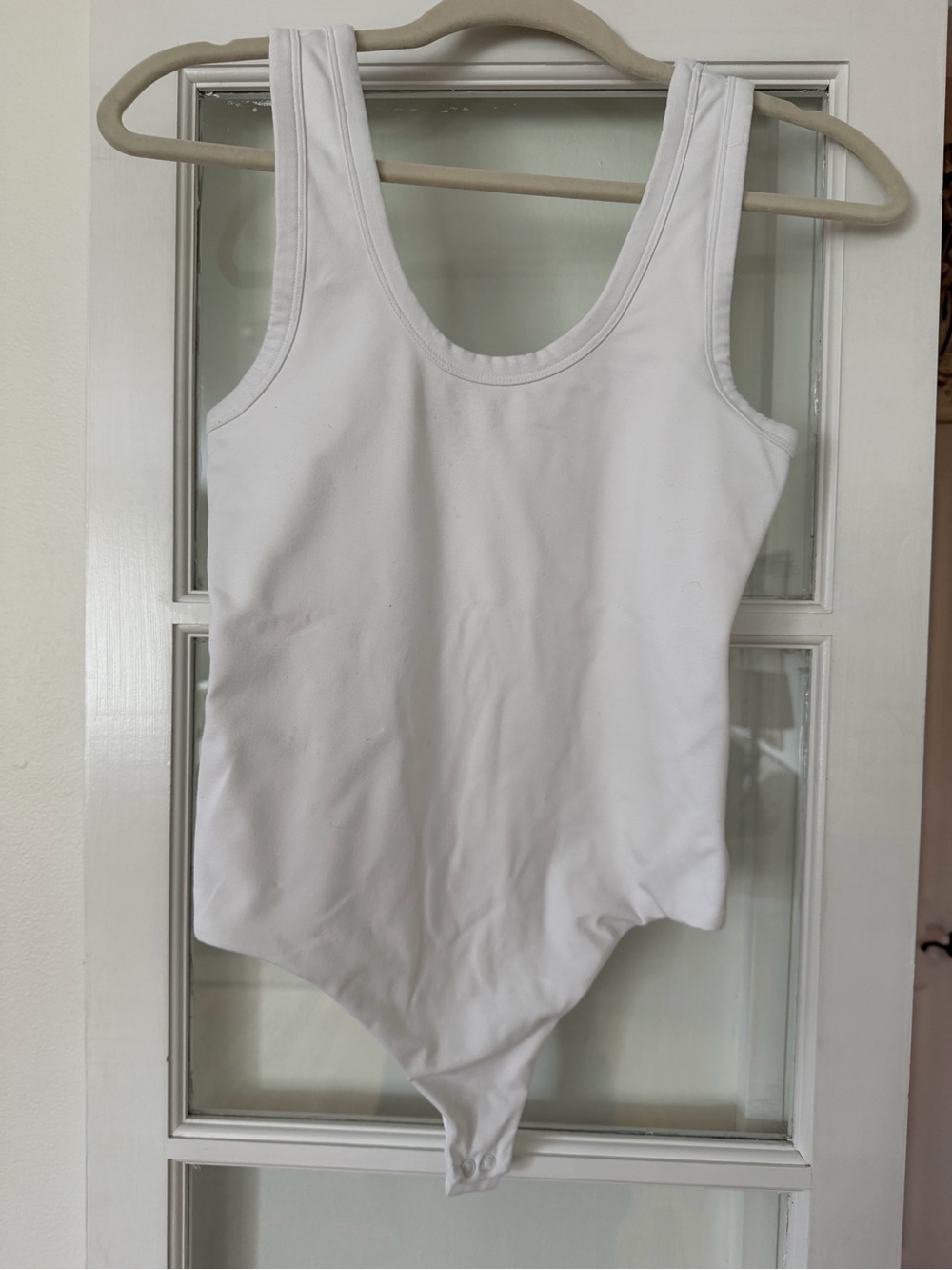 nuuds White Scoop Neck Tank Bodysuit